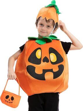 Kids Pumpkin Costume Small 5-7 Jack O Lantern Halloween Costume